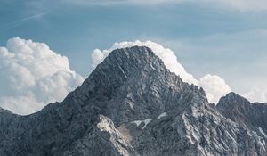 Preview wallpaper mountain, peak, clouds, gray