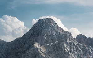 Preview wallpaper mountain, peak, clouds, gray