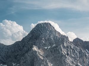 Preview wallpaper mountain, peak, clouds, gray