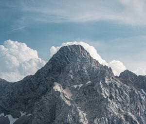 Preview wallpaper mountain, peak, clouds, gray