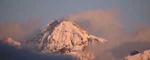 Preview wallpaper mountain, peak, clouds, snow, winter