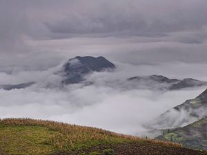 Preview wallpaper mountain, peak, clouds, view