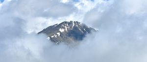 Preview wallpaper mountain, peak, clouds, trees, nature, landscape