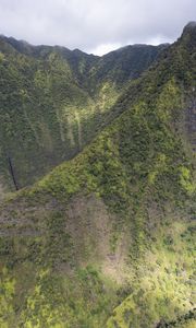 Preview wallpaper mountain, peak, clouds, slope, greenery