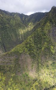 Preview wallpaper mountain, peak, clouds, slope, greenery