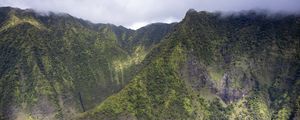 Preview wallpaper mountain, peak, clouds, slope, greenery