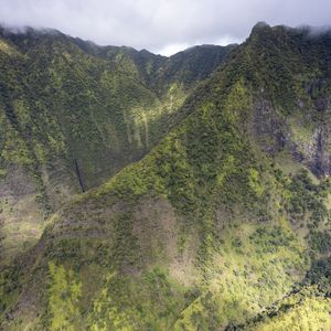 Preview wallpaper mountain, peak, clouds, slope, greenery