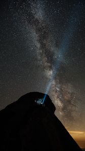 Preview wallpaper mountain, peak, dark, starry sky, night