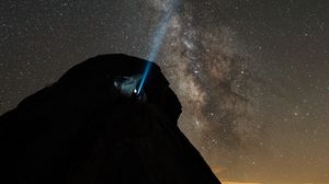 Preview wallpaper mountain, peak, dark, starry sky, night