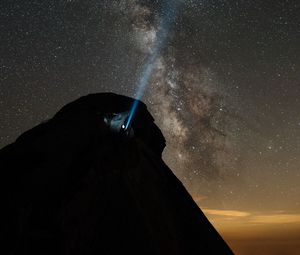 Preview wallpaper mountain, peak, dark, starry sky, night