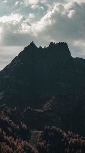 Preview wallpaper mountain, peak, dark, clouds, landscape