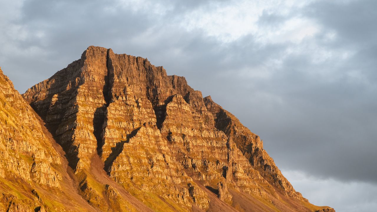 Wallpaper mountain, peak, evening, light, nature
