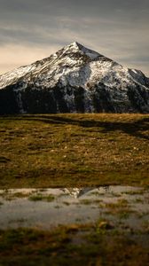 Preview wallpaper mountain, peak, field, nature, landscape