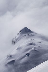 Preview wallpaper mountain, peak, fog, snow, snowy