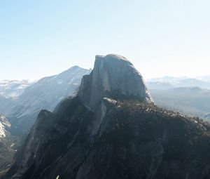 Preview wallpaper mountain, peak, fog, mountain range, landscape