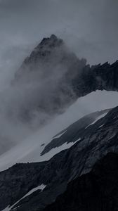 Preview wallpaper mountain, peak, fog, cloud, snow