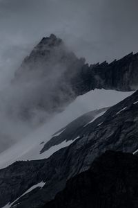 Preview wallpaper mountain, peak, fog, cloud, snow