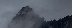 Preview wallpaper mountain, peak, fog, cloud, snow