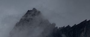 Preview wallpaper mountain, peak, fog, cloud, snow