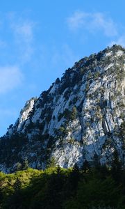 Preview wallpaper mountain, peak, foothills, trees, landscape, nature