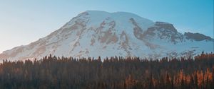 Preview wallpaper mountain, peak, forest, lake, ice