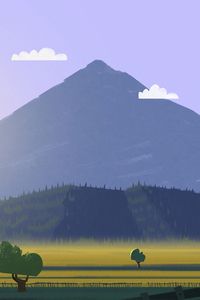 Preview wallpaper mountain, peak, forest, field, art
