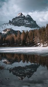 Preview wallpaper mountain, peak, forest, lake, reflection, nature