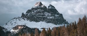 Preview wallpaper mountain, peak, forest, lake, reflection, nature