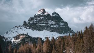 Preview wallpaper mountain, peak, forest, lake, reflection, nature
