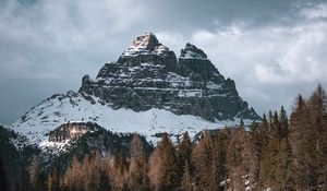 Preview wallpaper mountain, peak, forest, lake, reflection, nature