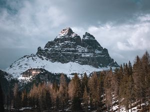 Preview wallpaper mountain, peak, forest, lake, reflection, nature