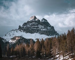 Preview wallpaper mountain, peak, forest, lake, reflection, nature