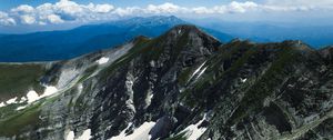 Preview wallpaper mountain, peak, grass, clouds, sky, italy