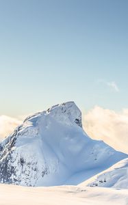 Preview wallpaper mountain, peak, height, snowy, white, clouds