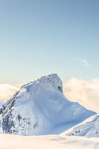 Preview wallpaper mountain, peak, height, snowy, white, clouds