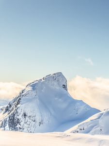 Preview wallpaper mountain, peak, height, snowy, white, clouds