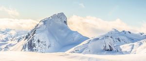 Preview wallpaper mountain, peak, height, snowy, white, clouds