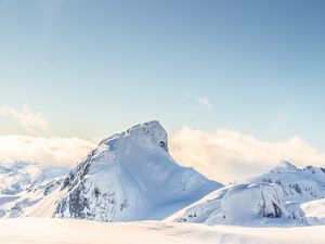 Preview wallpaper mountain, peak, height, snowy, white, clouds