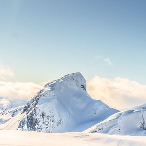 Preview wallpaper mountain, peak, height, snowy, white, clouds
