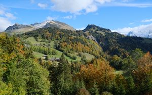 Preview wallpaper mountain, peak, hills, trees, landscape