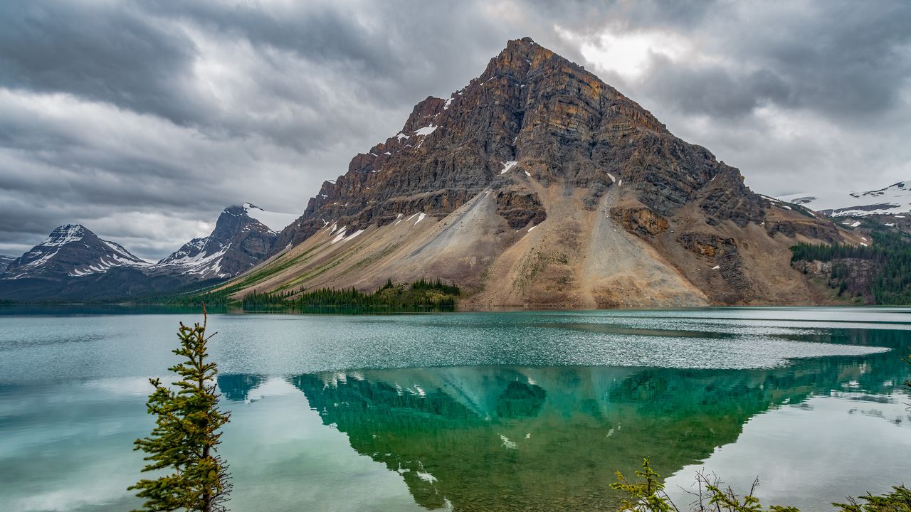 Wallpaper mountain, peak, lake, reflection, rocks