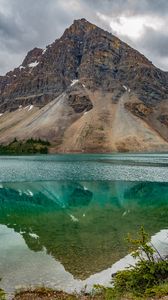 Preview wallpaper mountain, peak, lake, reflection, rocks