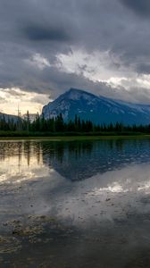 Preview wallpaper mountain, peak, lake, trees, reflection