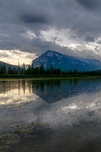 Preview wallpaper mountain, peak, lake, trees, reflection