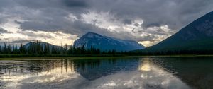 Preview wallpaper mountain, peak, lake, trees, reflection