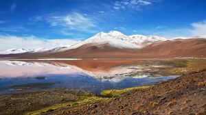 Preview wallpaper mountain, peak, lake, landscape