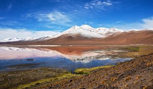 Preview wallpaper mountain, peak, lake, landscape