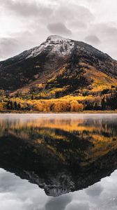Preview wallpaper mountain, peak, lake, reflection, landscape
