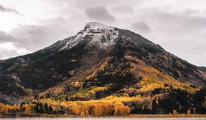 Preview wallpaper mountain, peak, lake, reflection, landscape