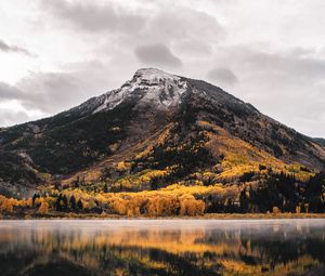 Preview wallpaper mountain, peak, lake, reflection, landscape